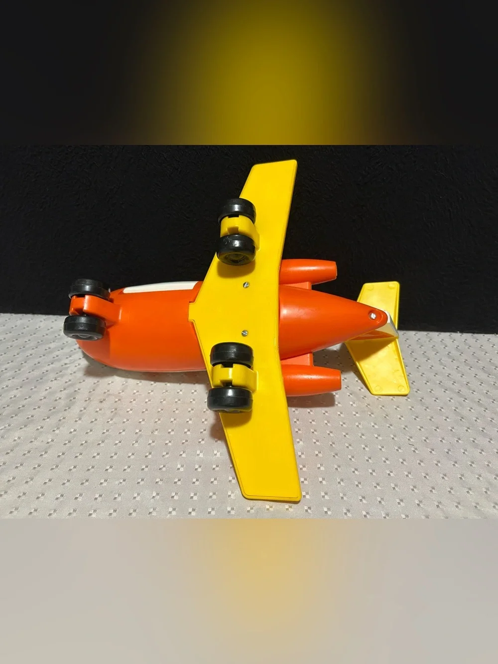Vintage 1980 Fisher Price Little People Yellow & Orange Jet Airplane Plane